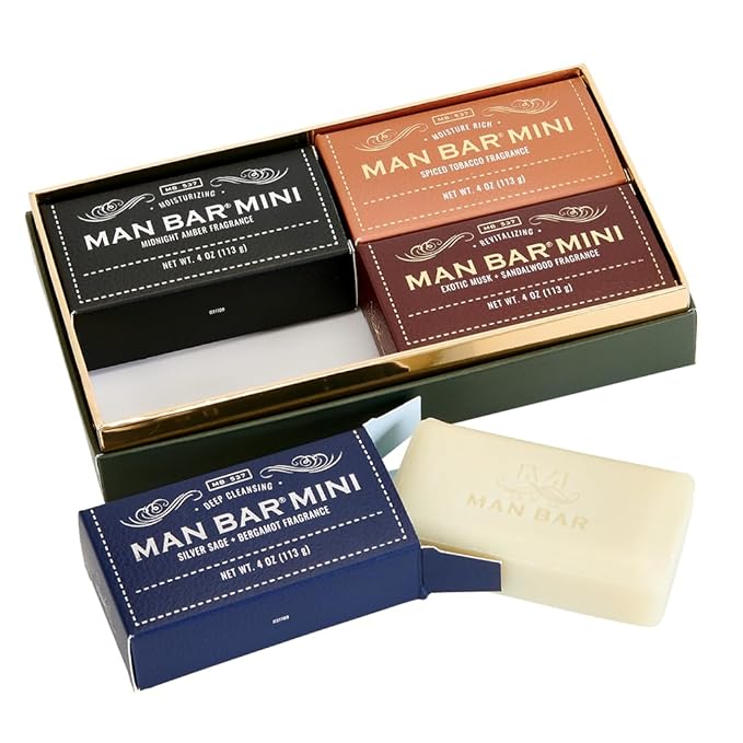 San Francisco Soap Co Man Bar Minis 4-Piece Gift Set - No Harmful Chemicals - Good for All Skin Types - Made in the USA