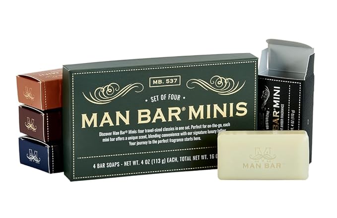 San Francisco Soap Co Man Bar Minis 4-Piece Gift Set - No Harmful Chemicals - Good for All Skin Types - Made in the USA