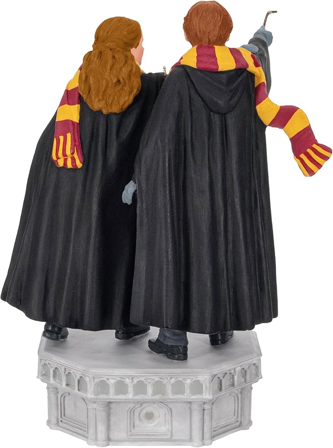 Hallmark Keepsake Christmas Ornament, Harry Potter and the Chamber of Secrets Collection Ron Weasley and Hermione Granger With Light and Sound, Gifts for Harry Potter Fans