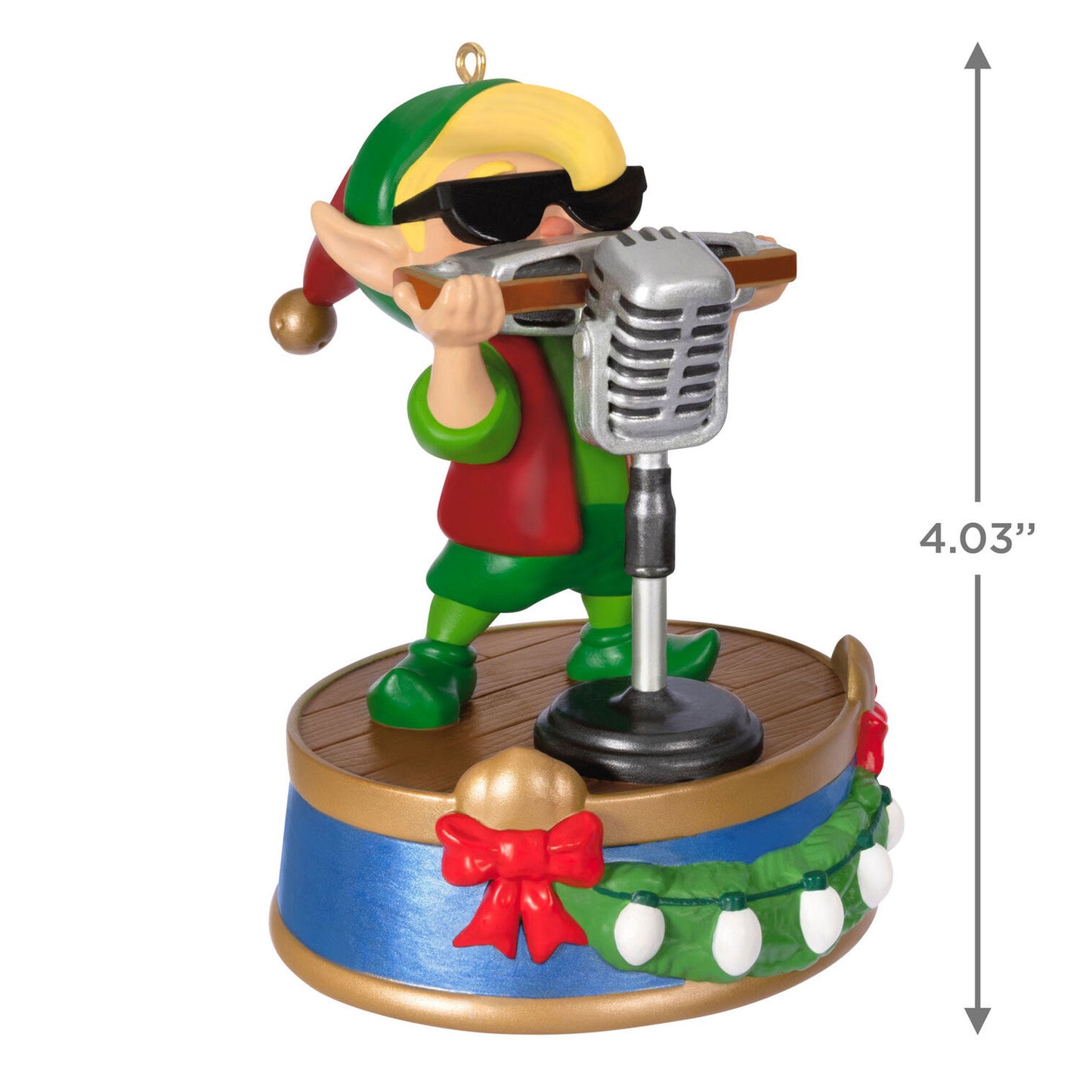 North Pole Tree Trimmers Band Collection Hank On Harmonica Musical Ornament With Light