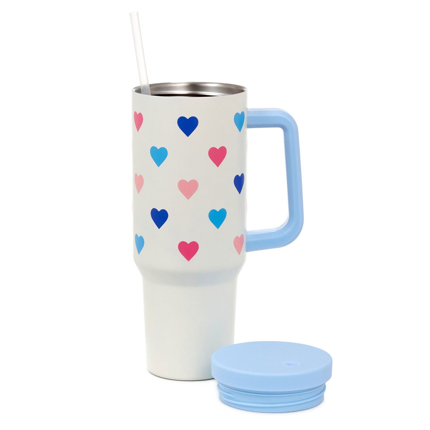 Colorful Hearts Insulated Travel Cup With Straw, 40 oz.