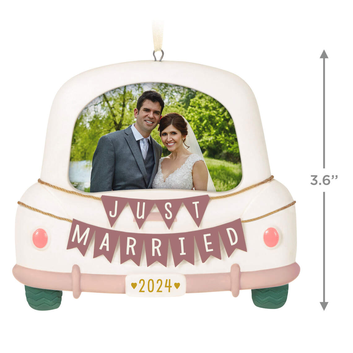 Just Married 2024 Porcelain Photo Ornament