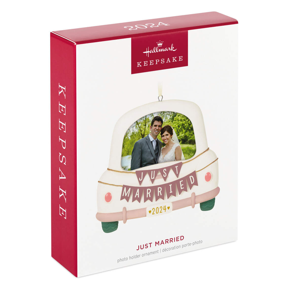 Just Married 2024 Porcelain Photo Ornament