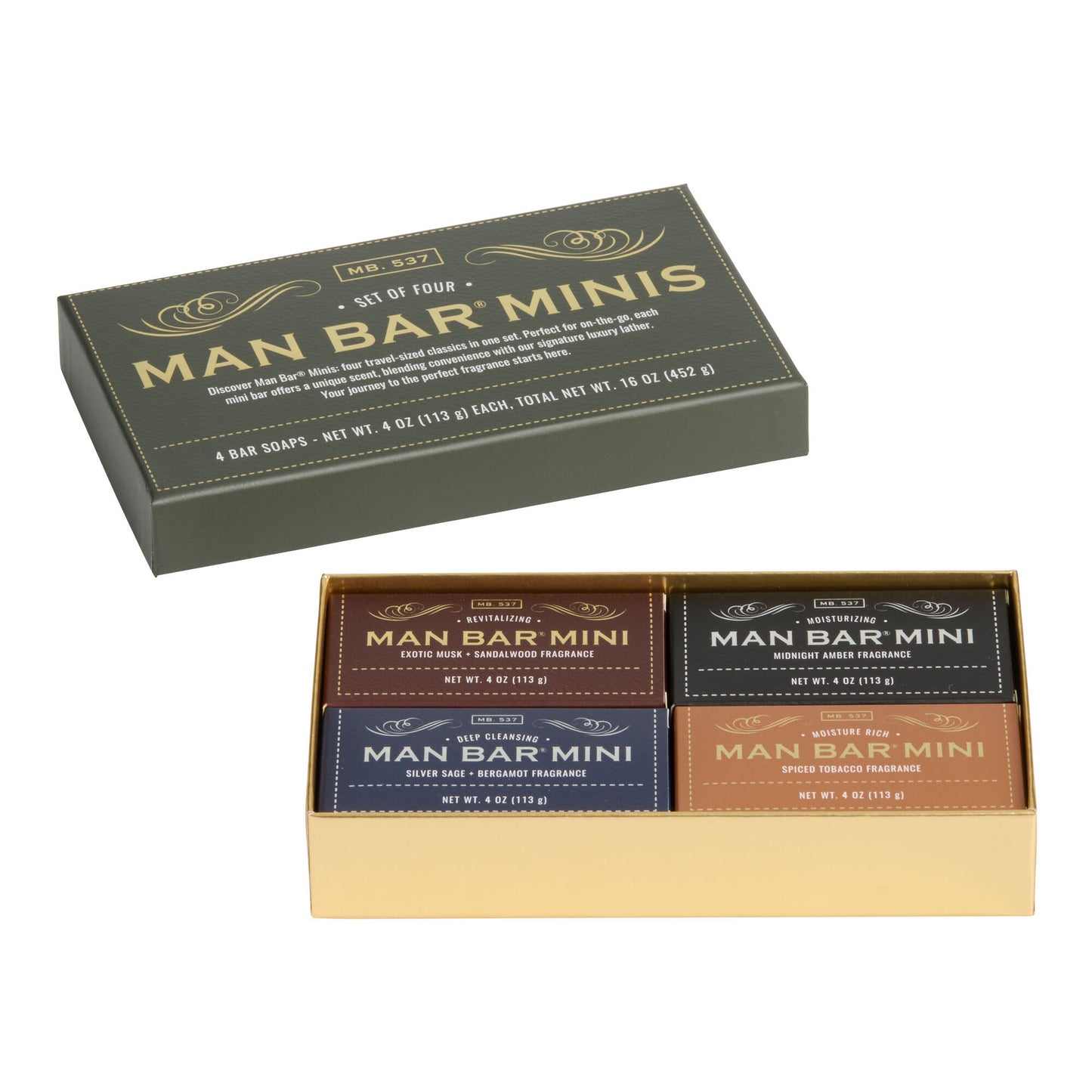 San Francisco Soap Co Man Bar Minis 4-Piece Gift Set - No Harmful Chemicals - Good for All Skin Types - Made in the USA
