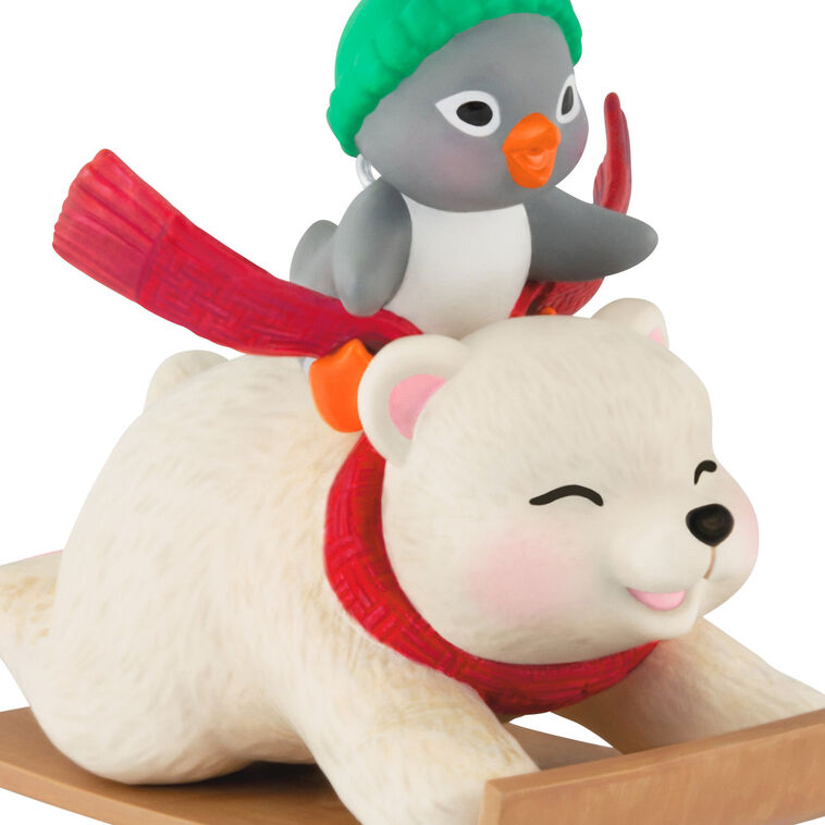 Snowball and Tuxedo Sledding Sidekicks Ornament
