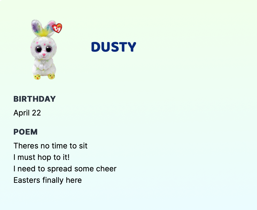 Ty Dusty White Rabbit (Regular)