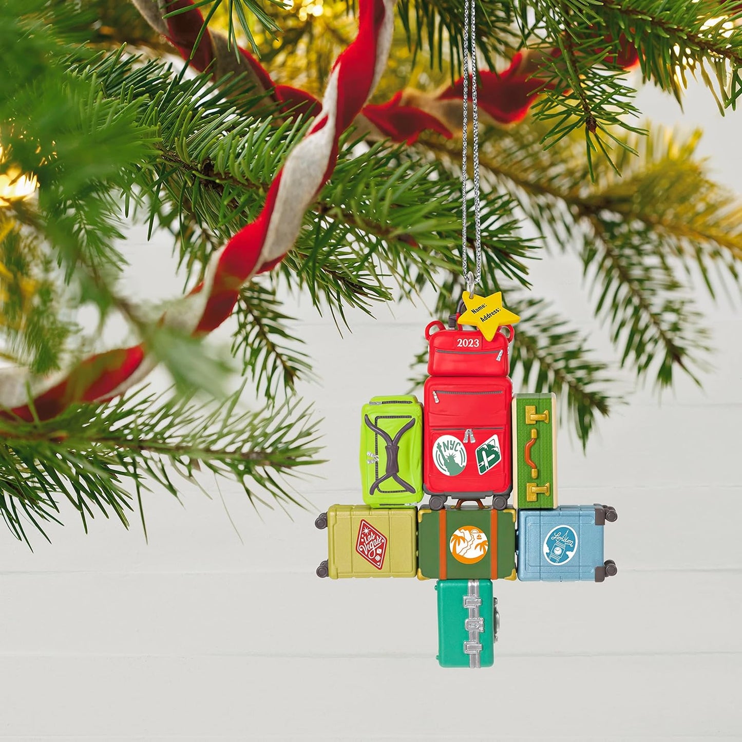Hallmark Keepsake Christmas Ornament 2023, Travel All the Way, Suitcase Tree Ornament