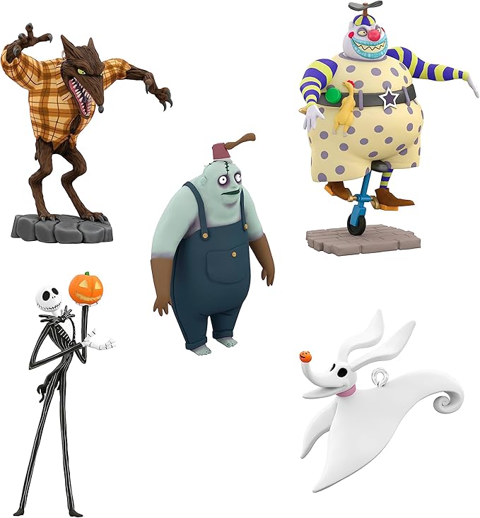 Hallmark Keepsake Halloween Ornament 2023, Disney Tim Burton's The Nightmare Before Christmas Citizens of Halloween Town, Set of 5