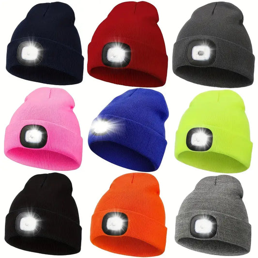Unisex LED Light Beanie Hat: Hands-Free Headlamp for Nighttime Activities - Walking, Fishing, Camping, Hunting