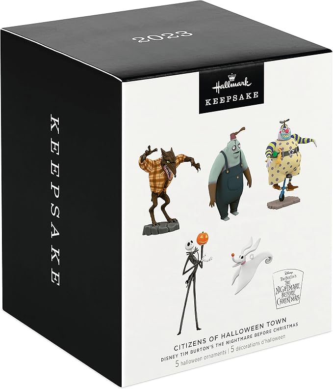 Hallmark Keepsake Halloween Ornament 2023, Disney Tim Burton's The Nightmare Before Christmas Citizens of Halloween Town, Set of 5