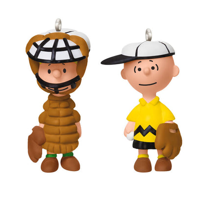 Mini The Peanuts® Gang Playing Catch Ornaments, Set of 2