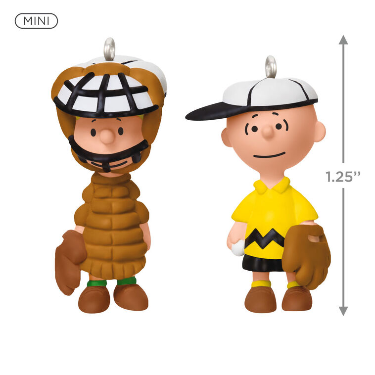 Mini The Peanuts® Gang Playing Catch Ornaments, Set of 2