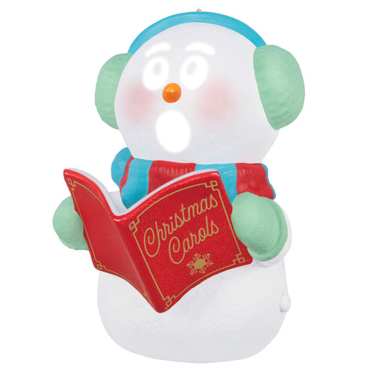 Caroling Snowman Musical Ornament With Light