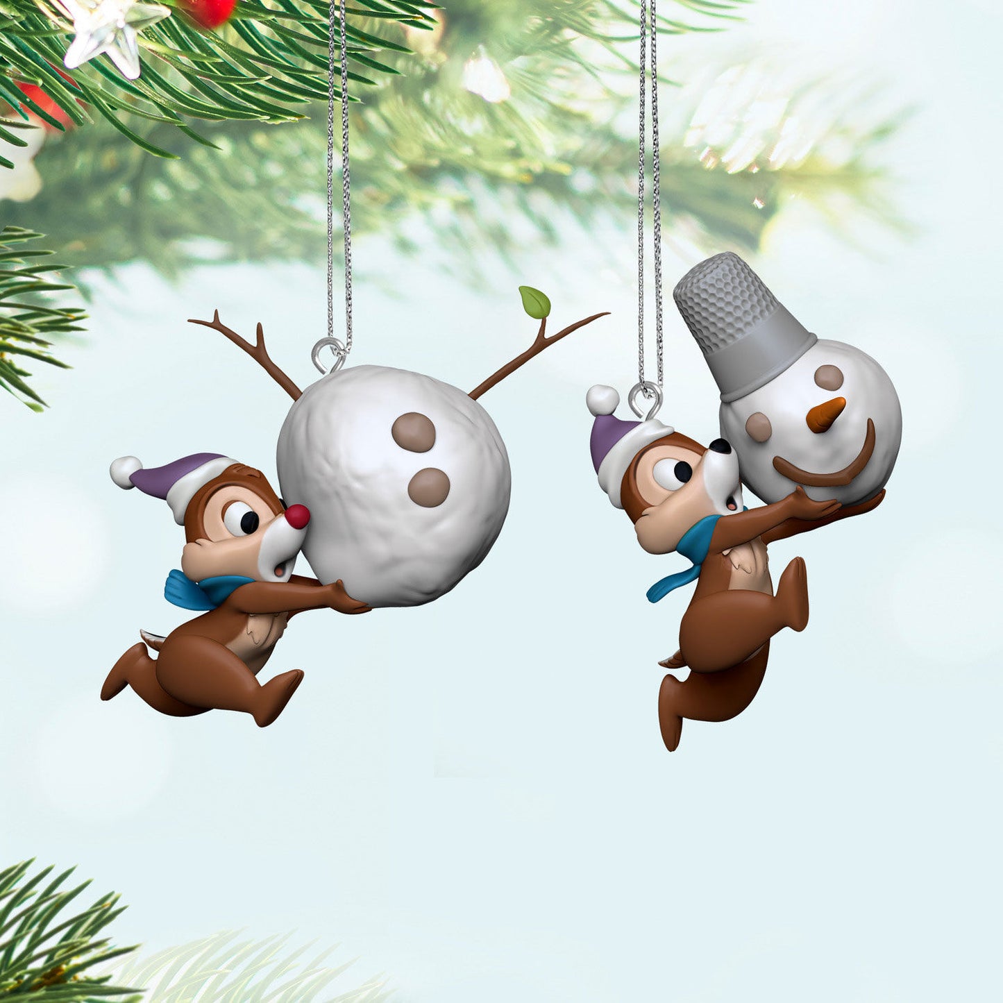 Disney Chip and Dale Up to Snow Good Ornaments