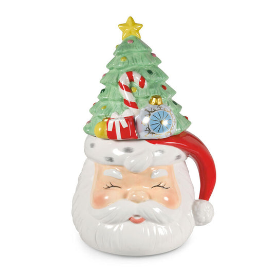 Santa and Christmas Tree Sculpted Cookie Jar, 12.5