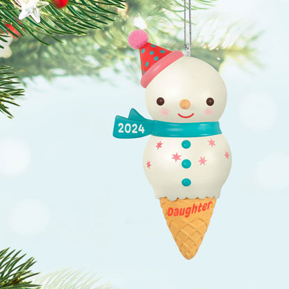 Daughter Snowman Ice Cream Cone 2024 Ornament