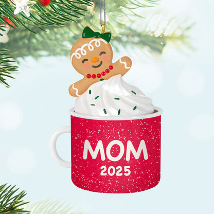 Mom Gingerbread Girl in Mug 2025 Ornament