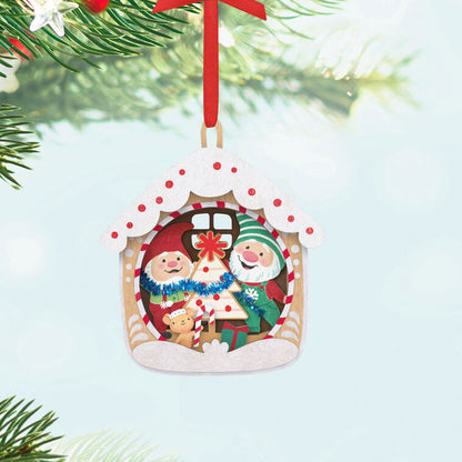 5th Anniversary Gnome for Christmas Papercraft Ornament