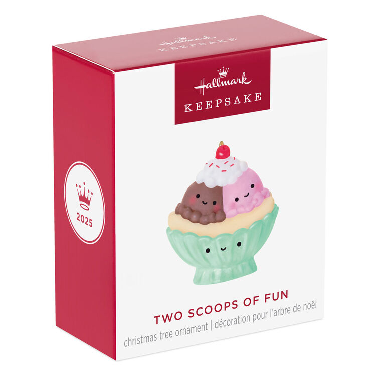 Mini Two Scoops of Fun Ornament, 0.75"