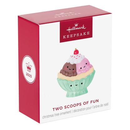 Mini Two Scoops of Fun Ornament, 0.75"