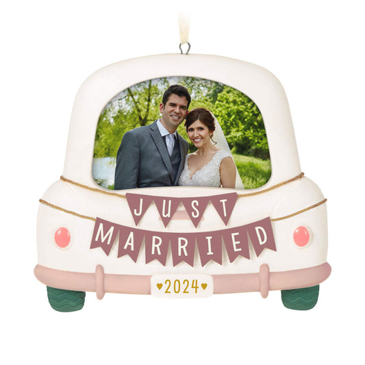 Just Married 2024 Porcelain Photo Ornament