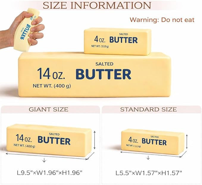 Butter Squishy 9.5' - Slow Rising Fidget Toys, Novelty Stress Relief Butter Squeeze Toy for Adults &amp; Kids, Party Favors Gift Sensory Toy