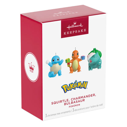 Mini Pokémon Squirtle, Charmander, Bulbasaur Ornaments, Set of 3