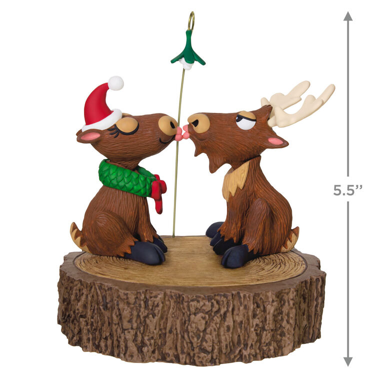 Merry Kiss-Moose Musical Ornament With Motion