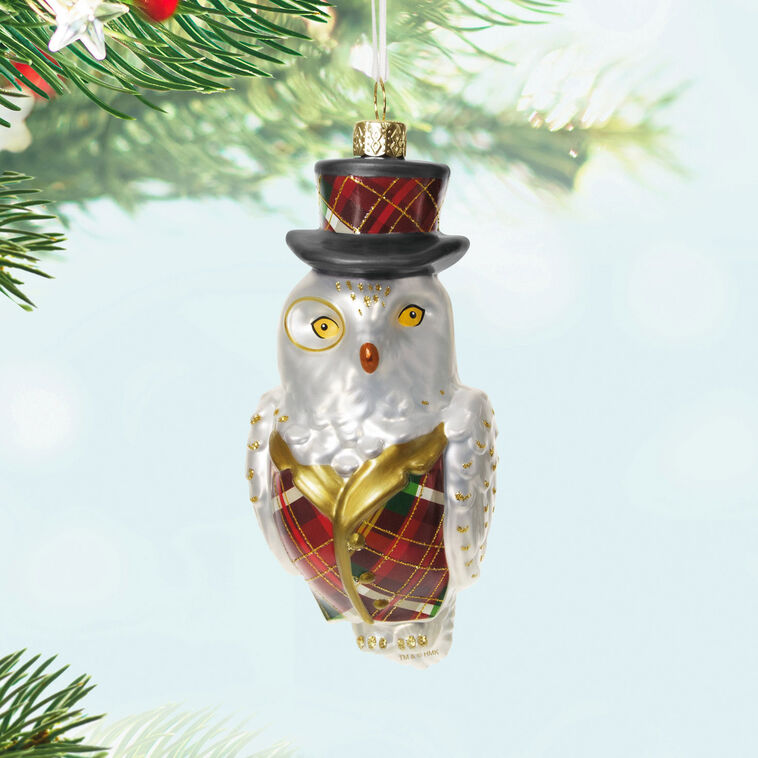 Dapper Owl Glass Ornament