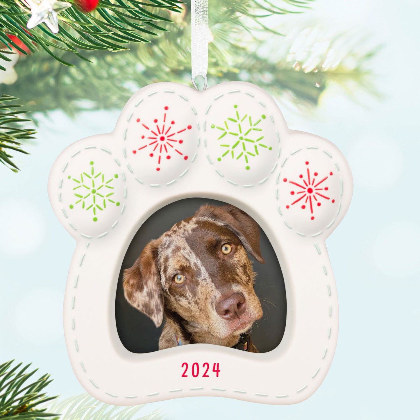 Happy Dog 2024 Porcelain Photo Frame Ornament