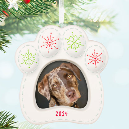 Happy Dog 2024 Porcelain Photo Frame Ornament