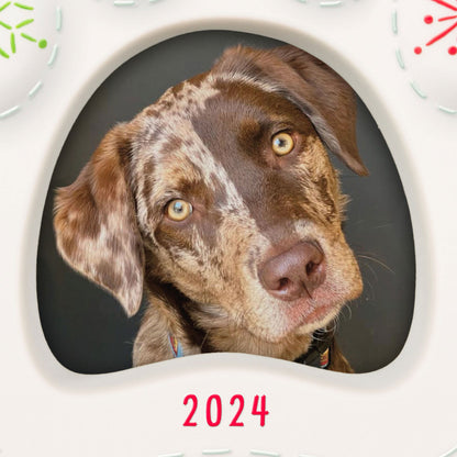 Happy Dog 2024 Porcelain Photo Frame Ornament