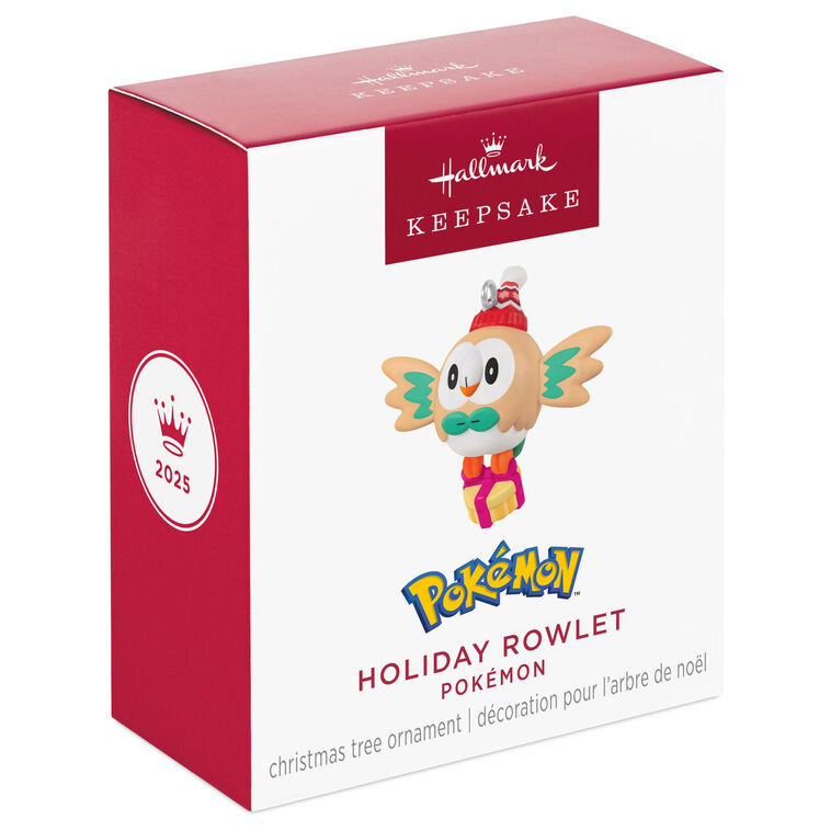 Mini Pokémon Holiday Rowlet Ornament, 1.25"