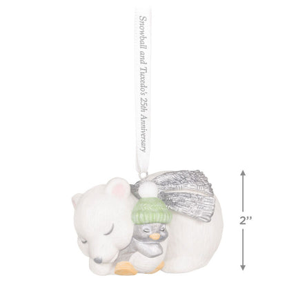 25th Anniversary Snowball and Tuxedo Porcelain Ornament