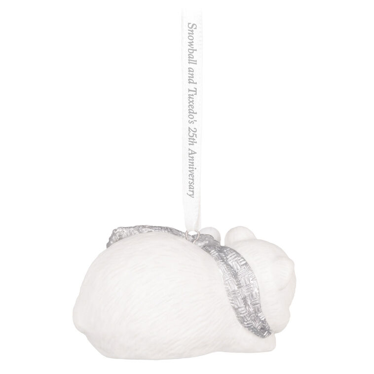 25th Anniversary Snowball and Tuxedo Porcelain Ornament