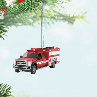 Fire Brigade 2011 Ford F-550 Fire Engine 2024 Ornament With Light,