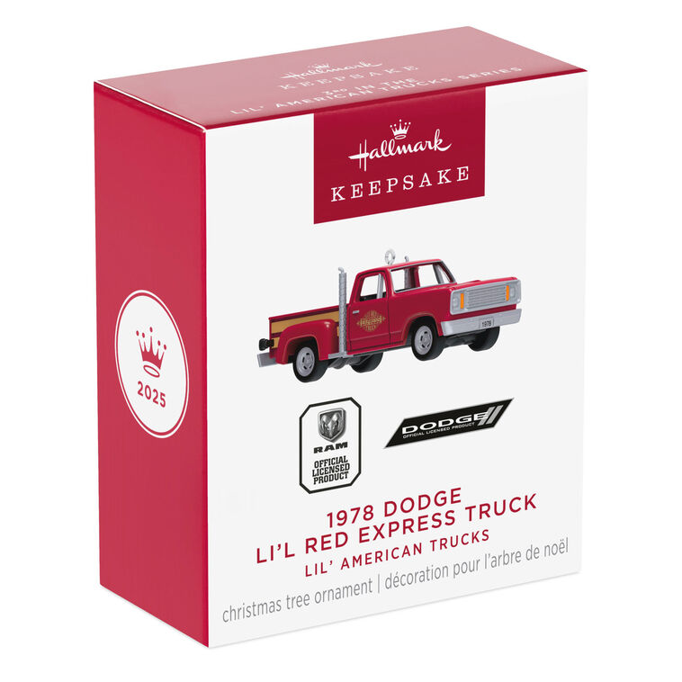 Mini Lil' American Trucks 1978 Dodge Li'l Red Express Truck 2025 Metal Ornament, 0.75"
