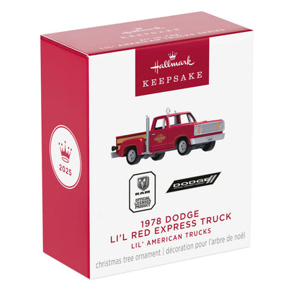 Mini Lil' American Trucks 1978 Dodge Li'l Red Express Truck 2025 Metal Ornament, 0.75"