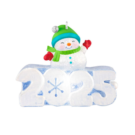 Mini A Snowy 2025 Ornament With Light, 1.25"