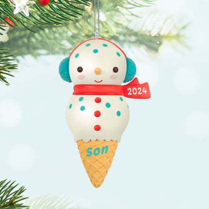 Son Snowman Ice Cream Cone 2024 Ornament