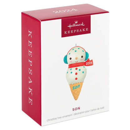 Son Snowman Ice Cream Cone 2024 Ornament