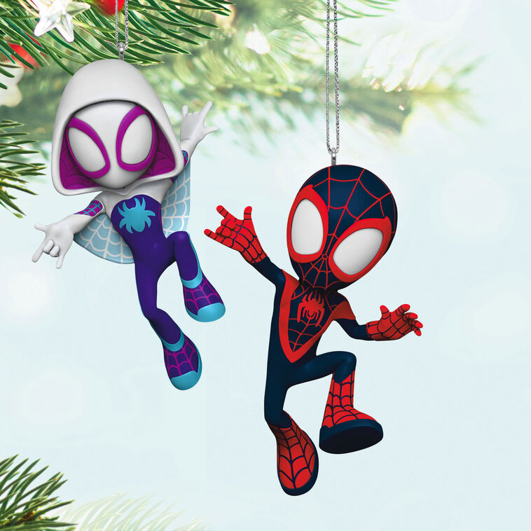 Marvel Spidey and His Amazing Friends Spin and Ghost-Spider Ornaments, Set of 2
