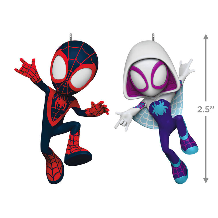 Marvel Spidey and His Amazing Friends Spin and Ghost-Spider Ornaments, Set of 2