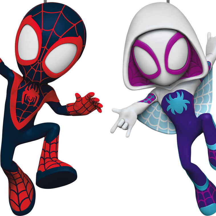 Marvel Spidey and His Amazing Friends Spin and Ghost-Spider Ornaments, Set of 2