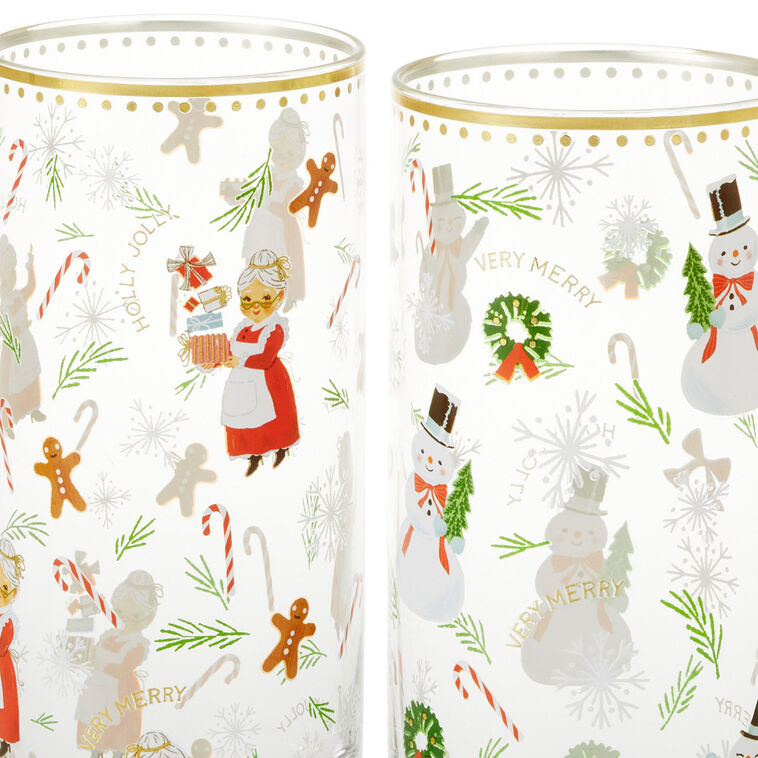 Vintage Santa and Friends Drinking Glasses, Set of 4