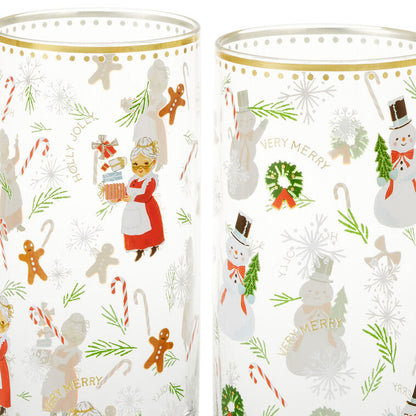 Vintage Santa and Friends Drinking Glasses, Set of 4