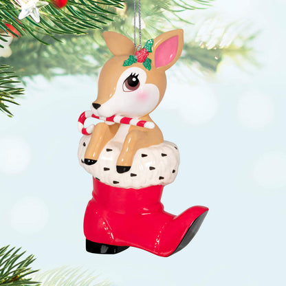 Vintage Reindeer Porcelain Ornament